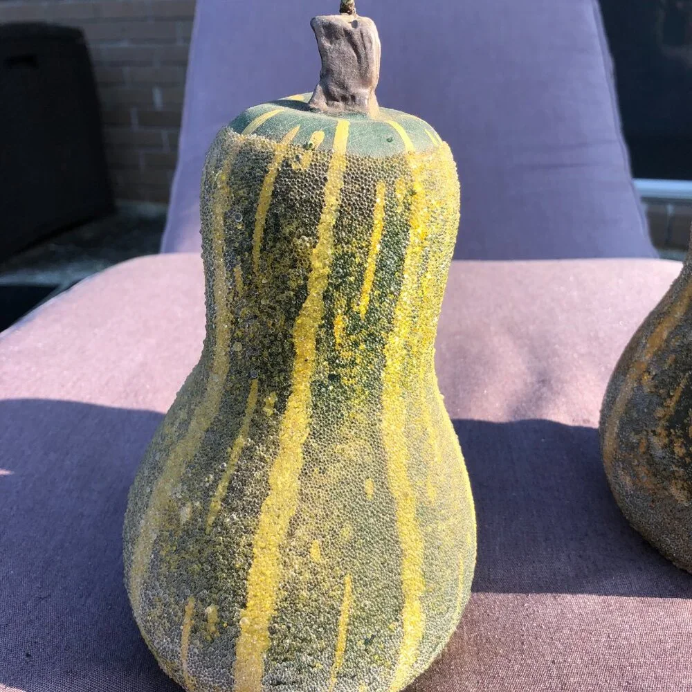 Pottery Barn Gourd Candles Sparkle Glitter New Bundle set of 2 LARGE